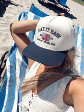 Load image into Gallery viewer, Take it Easy Vintage Trucker Hat
