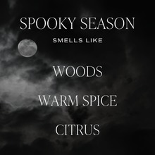 Load image into Gallery viewer, Spooky Season Soy Candle - Patterned 9 oz - Clear Jar (Cozy Season)
