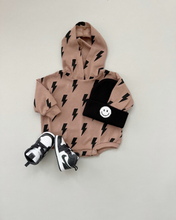 Load image into Gallery viewer, Hooded Bubble Romper  | Mocha Bolts
