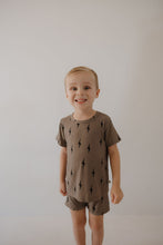 Load image into Gallery viewer, Bamboo Short Set | Brown &amp; Black Lightning Bolt
