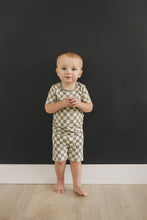 Load image into Gallery viewer, Light Green Checkered Bamboo Cozy Short Set
