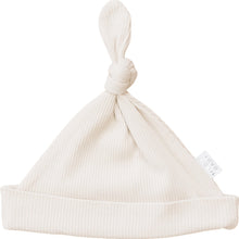 Load image into Gallery viewer, Vanilla Organic Ribbed Newborn Knot Hat
