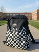 Load image into Gallery viewer, Checker Flames Full Size Backpack
