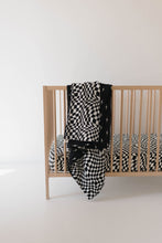 Load image into Gallery viewer, Muslin Quilt | Midnight Lightning Bolt &amp; Black + White Wavy Checkerboard
