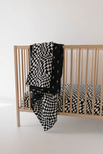 Load image into Gallery viewer, Muslin Quilt | Midnight Lightning Bolt &amp; Black + White Wavy Checkerboard
