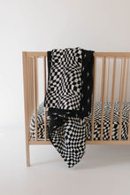 Load image into Gallery viewer, Muslin Quilt | Midnight Lightning Bolt &amp; Black + White Wavy Checkerboard
