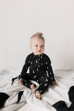 Load image into Gallery viewer, Bamboo Zip Pajamas | Midnight Lightning Bolt
