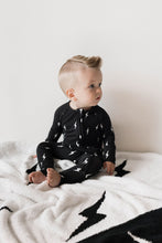 Load image into Gallery viewer, Bamboo Zip Pajamas | Midnight Lightning Bolt
