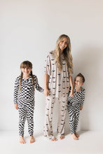 Load image into Gallery viewer, Bamboo Two Piece Pajamas | Black &amp; White Wavy Checkerboard
