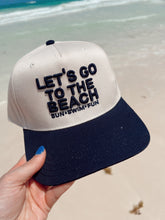 Load image into Gallery viewer, Let&#39;s Go To The Beach - Navy Vintage Trucker Hat
