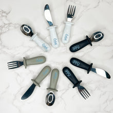 Load image into Gallery viewer, BLACKOUT Collection Silicone &amp; Stainless Steel Toddler Utensil Set
