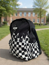 Load image into Gallery viewer, Checker Flames Mid-Size Backpack
