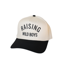 Load image into Gallery viewer, Black + Cream Raising Wild Boys Snapback
