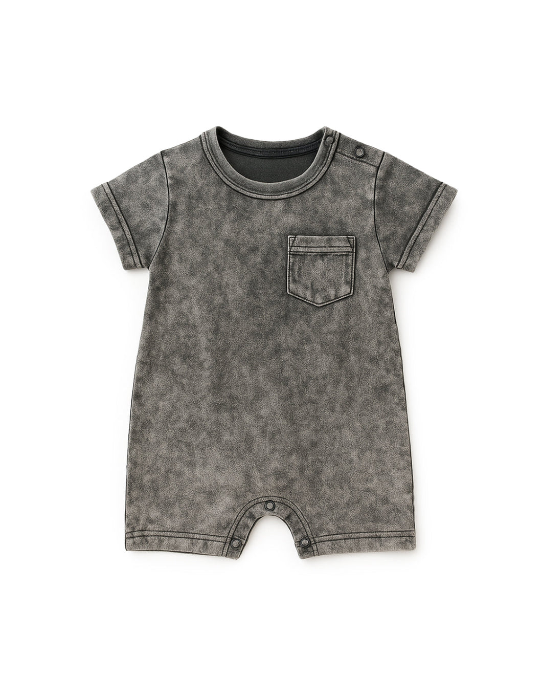 Acid Wash Shortie Romper - Black
