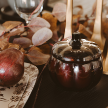 Load image into Gallery viewer, Hello Fall Soy Candle - Amber Glass Pumpkin Jar - 20 oz
