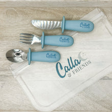Load image into Gallery viewer, BLACKOUT Collection Silicone &amp; Stainless Steel Toddler Utensil Set
