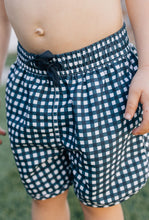 Load image into Gallery viewer, Navy Gingham Swim Shorts
