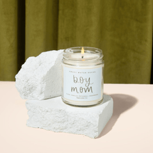 Load image into Gallery viewer, Boy Mom Soy Candle - Clear Jar - 9 oz (Palo Santo Patchouli)
