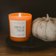 Load image into Gallery viewer, Trick or Treat Soy Candle - Orange Matte Jar - 15 oz
