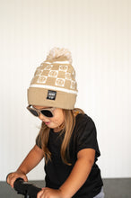 Load image into Gallery viewer, Tan Smiley Check Beanie
