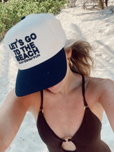 Load image into Gallery viewer, Let&#39;s Go To The Beach - Navy Vintage Trucker Hat
