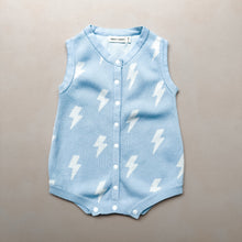 Load image into Gallery viewer, Sleeveless Knit Romper - Blue Bolt
