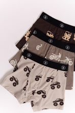Load image into Gallery viewer, Bamboo Boxers (3 Pack) | Dirt Bike, Bulldozer &amp; Monster Truck
