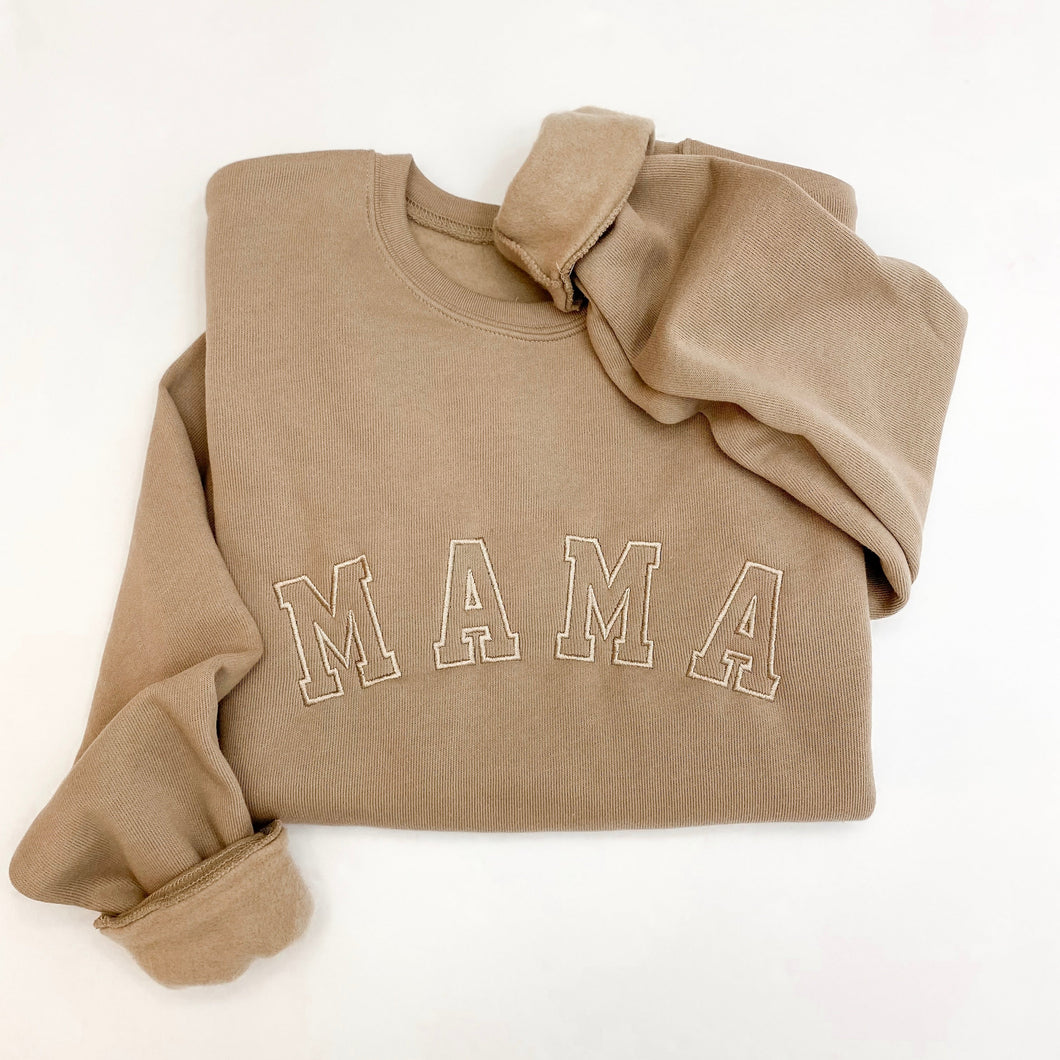 Mama Crewneck Sweatshirt - Embroidered Varsity Design