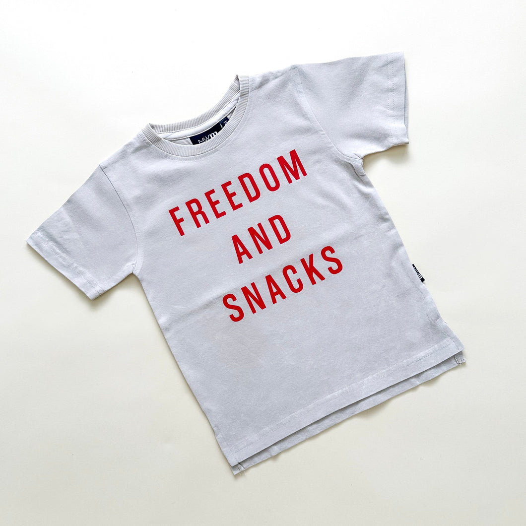 Freedom and Snacks Acid Wash Tee - Neutral