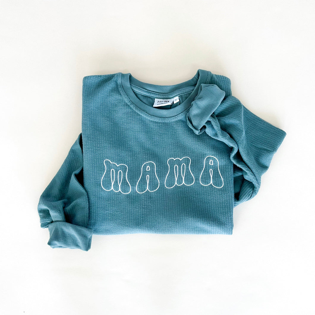 Mama Groovy Embroidered Corded Crewneck