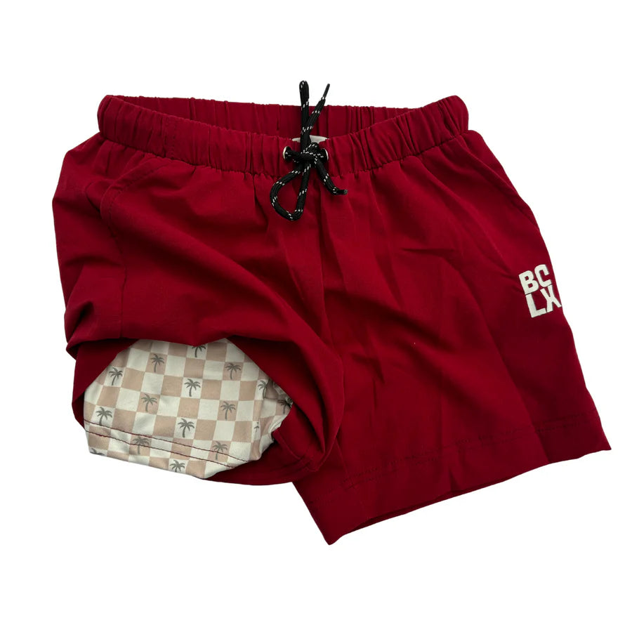 Red + Checks Hybrid Shorts