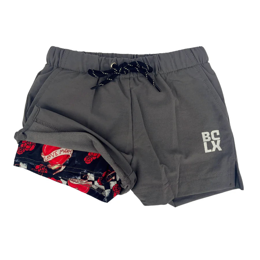 Gray + Mama Hearts Hybrid Shorts