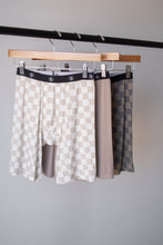 Load image into Gallery viewer, Men&#39;s Bamboo Boxers (3 Pack) | Checkerboard &amp; Faded Brown Checkerboard
