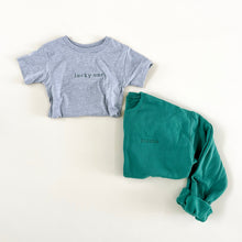 Load image into Gallery viewer, Lucky One Embroidered Child Tee - Green Thread
