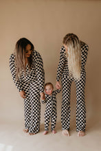 Load image into Gallery viewer, Black Checker | Bamboo Zip Pajamas
