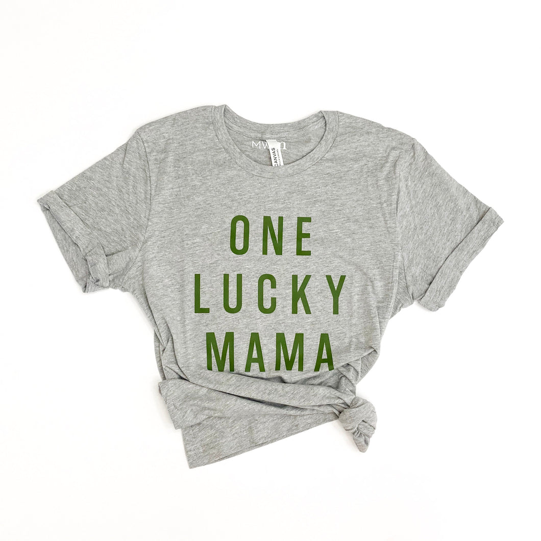One Lucky Mama Tee - Olive Design