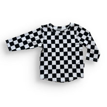 Load image into Gallery viewer, BAMBOO LONG SLEEVE TEE- B+W Check
