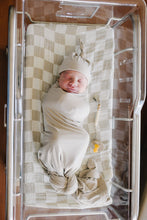 Load image into Gallery viewer, Taupe Checkered Muslin Swaddle Blanket
