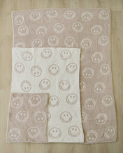 Load image into Gallery viewer, Smiley Taupe Plush Blanket
