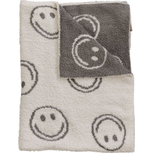 Load image into Gallery viewer, Charcoal Smiley Taupe Plush Blanket
