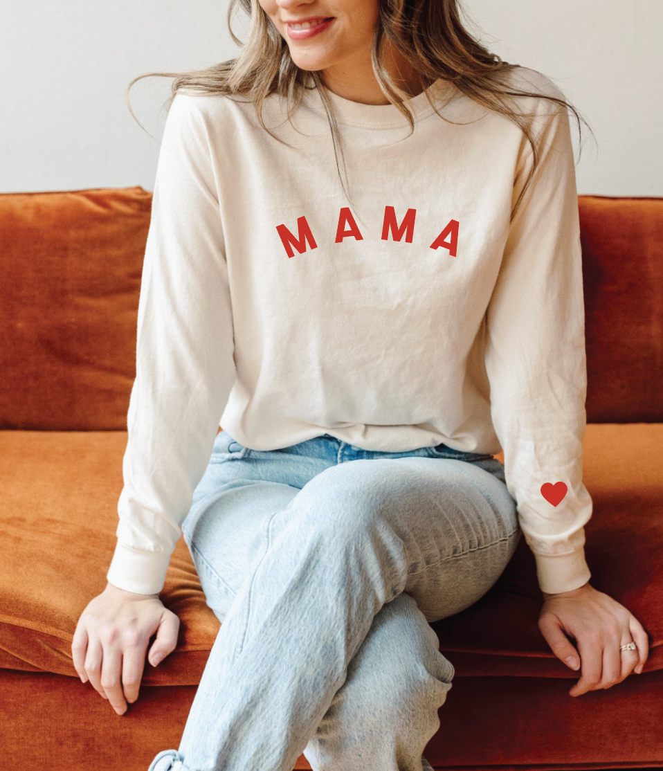 Mama - Heart on Sleeve Long Sleeved Tee