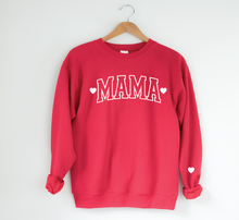 Load image into Gallery viewer, Mama with Hearts Varsity Sweatshirt
