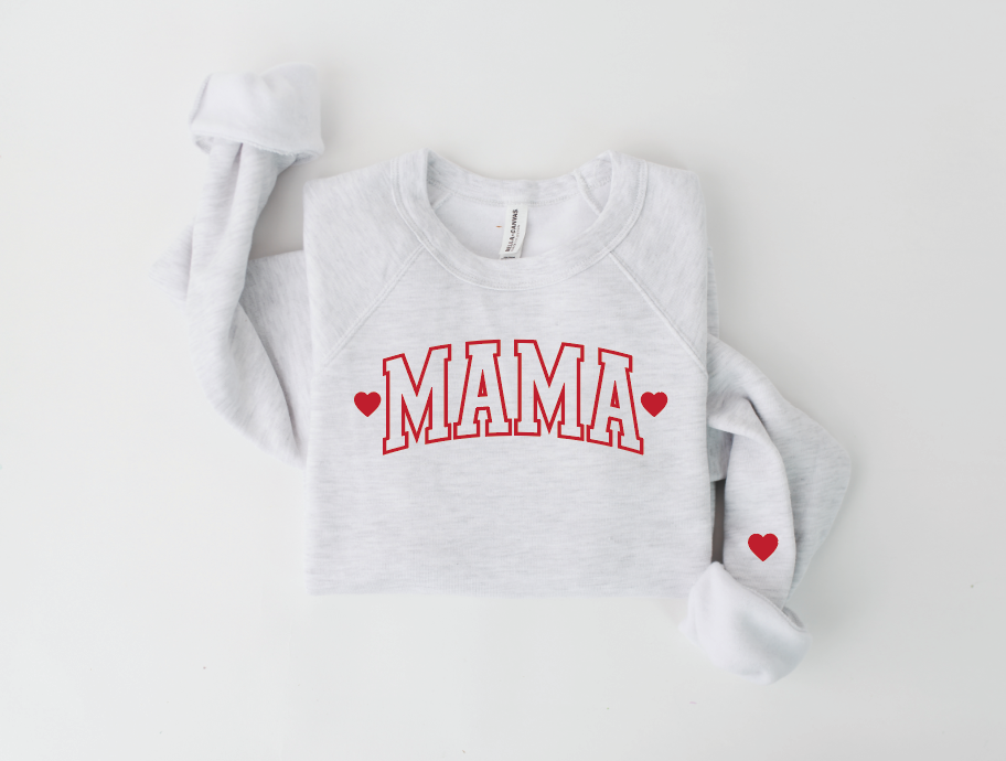 Mama with Hearts Varsity Sweatshirt