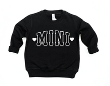 Load image into Gallery viewer, Mini with Hearts Varsity Kids Pullover
