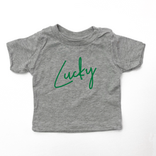 Load image into Gallery viewer, Lucky Script Child Tee - Green Design
