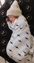 Load image into Gallery viewer, Black Lightning Bolt | Muslin Swaddle ( RESTOCKING END OF FEBRUARY)

