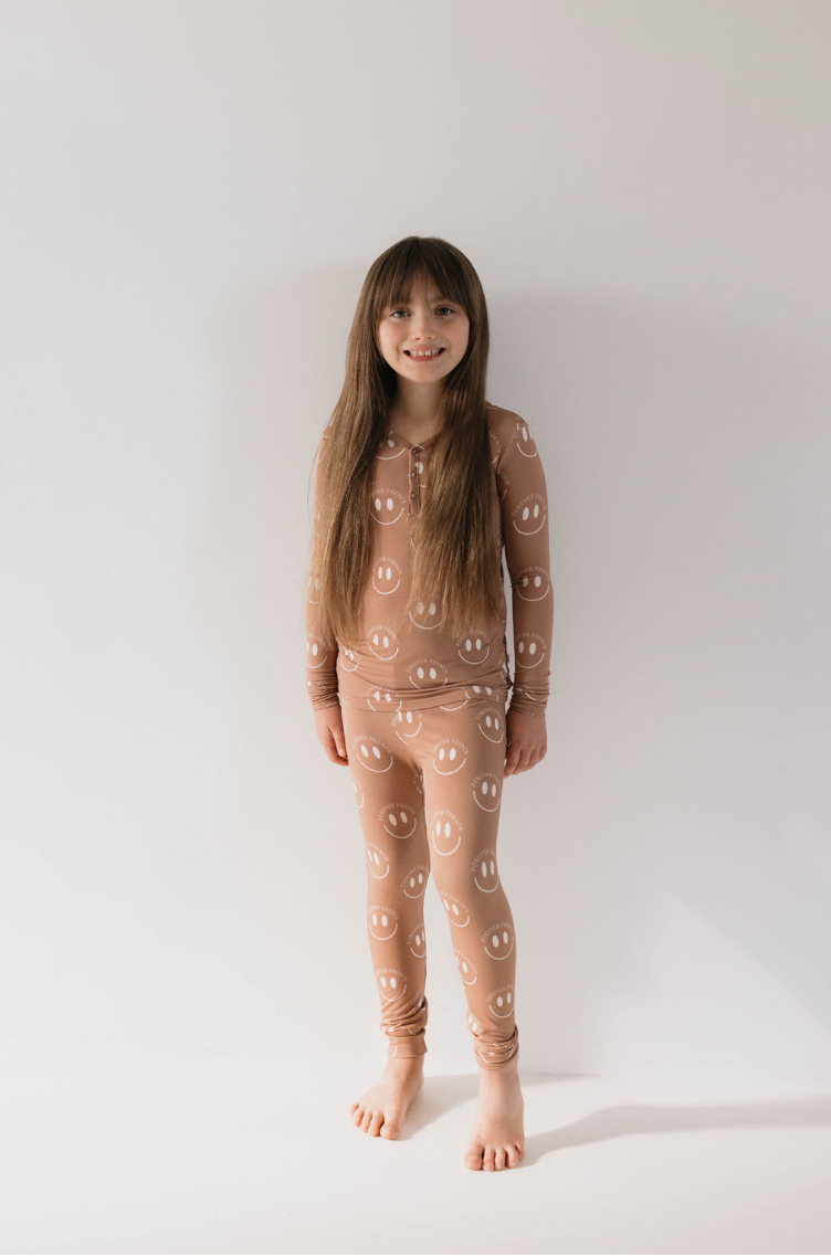 Bamboo Two Piece Pajamas | Desert Clay ff Smile | ff club