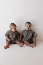 Load image into Gallery viewer, Faded Brown Checker Board | Two Piece Sweat Short Set
