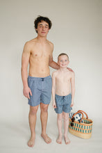 Load image into Gallery viewer, Navy Gingham Adult Men&#39;s Swim Shorts
