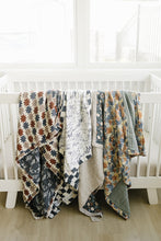 Load image into Gallery viewer, Charcoal Checkered + Summit Muslin Quilt
